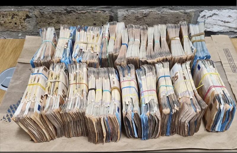 Gardaí seized more than €8 million in suspected illegal drugs and €1 million in cash at a property at The Ward, Dublin 11. Photograph: An Garda Síochána