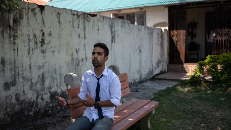 Sudesh Bedi a student who also runs a coffee shop, at the Government Post Graduate College in Daramshala. Photograph: Rebecca Conway/The New York Times