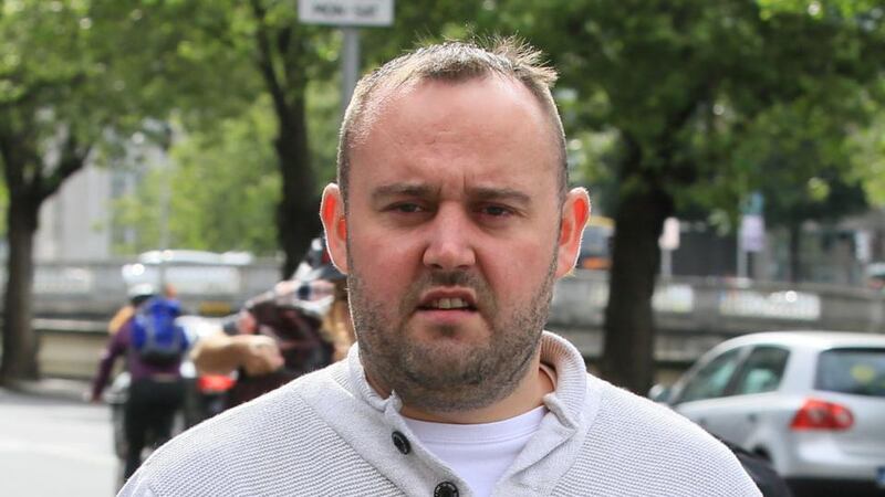Gareth Mahon, of Killinarden, Tallaght, Dublin, leaving the Four Courts following a Civil Court action on behalf of his son. Photograph: Collins Courts