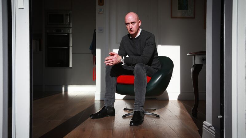 Gregory Curran pictured in his 1970s swivel leather chair at his home in Ringsend, Dublin. Photograph: Laura Hutton/The Irish Times