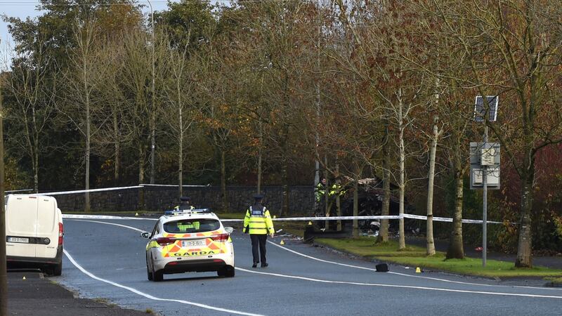 Garda forensic collision investigators at the scene of the fatal traffic crash  in Ballina, Co Mayo. Photograph: David Farrell