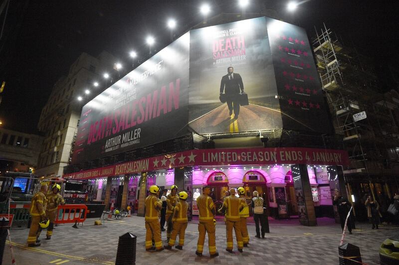 Firefighters outside the Piccadilly Theatre after it was evacuated. Photograph: Kirsty O’Connor/PA Wire