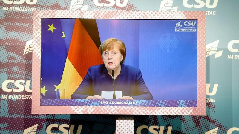 German chancellor Angela Merkel: Donald Trump’s refusal to concede “prepared the atmosphere in which such events, such violent events, are possible”. Photograph: Kay Nietfeld/Pool via AP