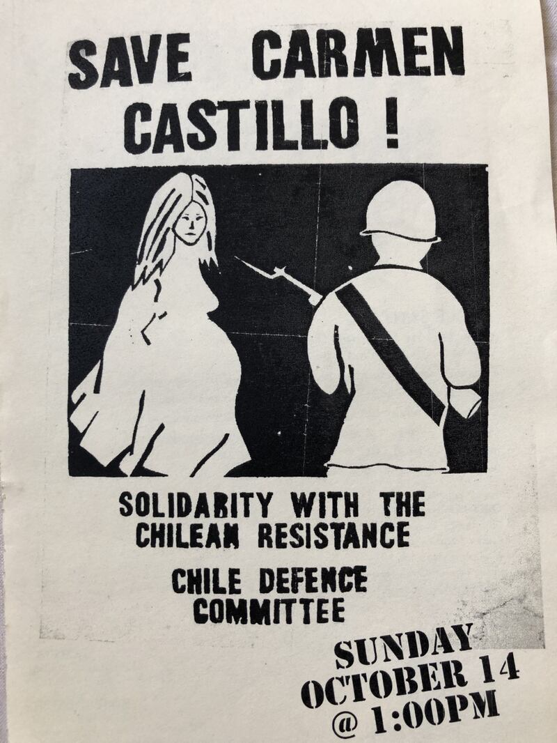 A poster for the ‘huge international campaign’ that brought Carmen Castillo to London as a political refugee in the 1970s