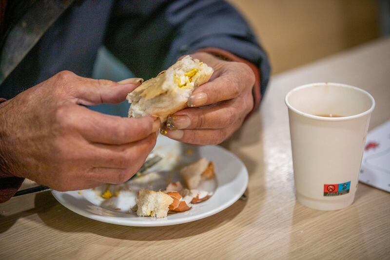 Service users get a hot meal at the centre. Photograph: Tom Honan