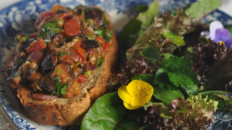 Caponata is traditionally made with vegetables that are in season