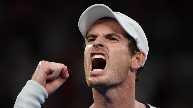Andy Murray celebrates a point won during his first round defeat at the Australian Open. Photograph: Getty Images