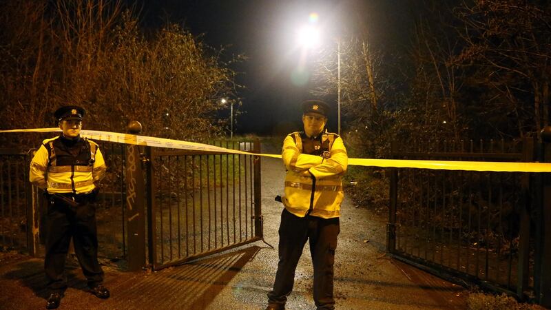 Gardai preserve the scene where the suspected getaway vehicle used in a fatal shooting at James Larkin House, North Strand was found  in a park off the Alfie Byrne Road. Photograph:  Colin Keegan/Collins Dublin.