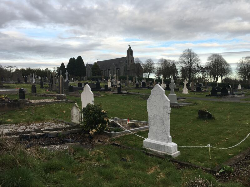 Annayalla cemetery in Co Monaghan, with St Michael's Church in the background, where remains were exhumed. Photograph: Stephen Farrell