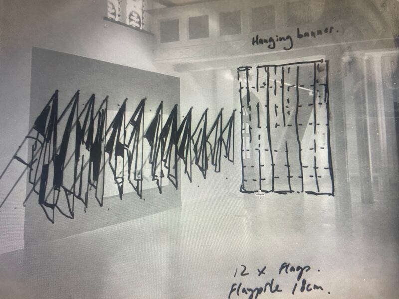 Joy Gerrard, Highlanes Gallery installation outline drawing