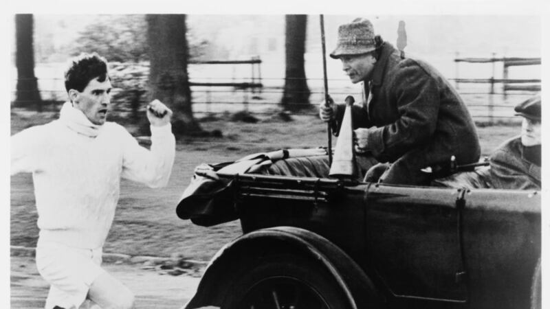 Athlete Harold Abrahams, played by Ben Cross, trains for the 1924 Olympics with coach Sam Mussabini, played by Ian Holm, in a scene from Chariots Of Fire. Photograph: Warner Bros./Archive Photos/Getty Images