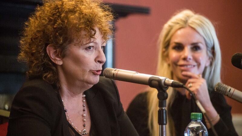 Nan Goldin in conversation with curator, Rachael Thomas, at the launch of the exhibition Weekend Plans in Imma, Dublin. Photograph:  Ruth Medjber