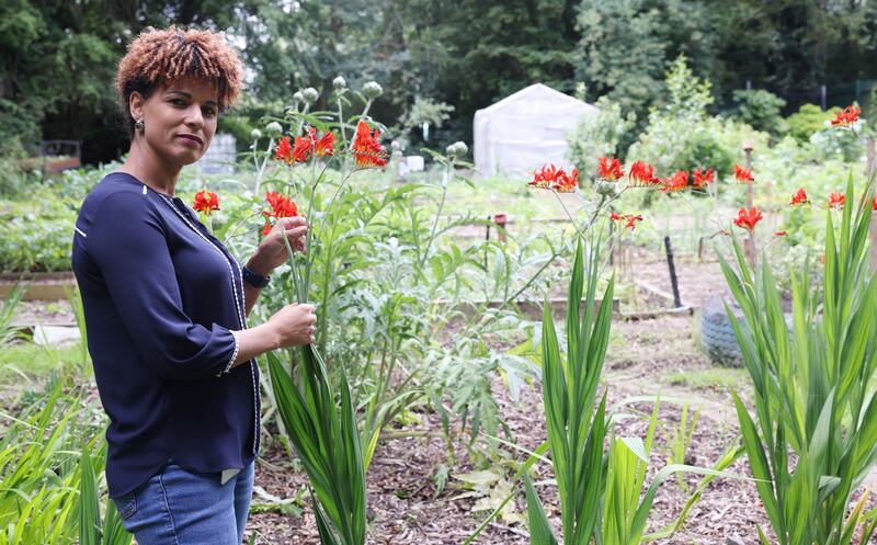 Selma Correia in the Clondalkin Global Community Garden in Corkagh Park, Clondalkin. Photograph:  Laura Hutton / The Irish Times