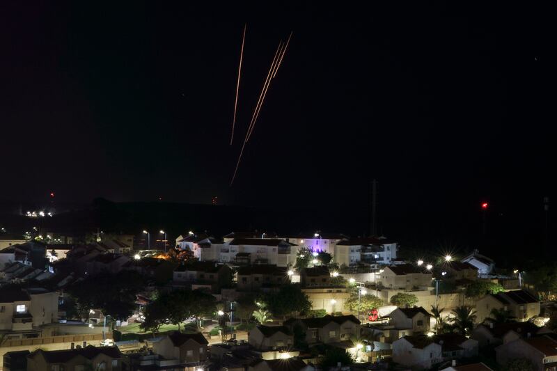 Rockets are fired towards Israel from the Gaza Strip. Photograph: Leo Correa/AP