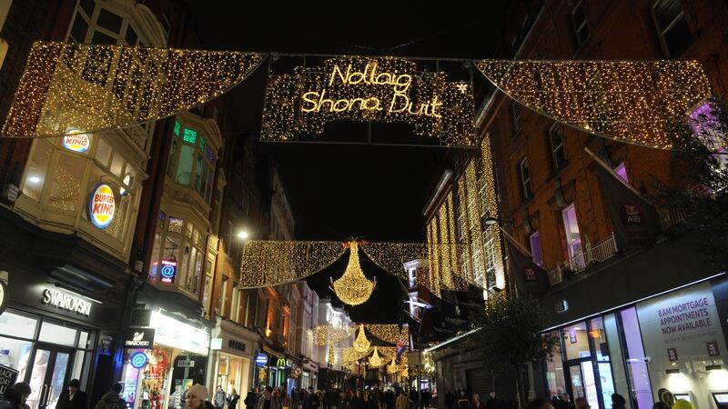 Last year’s ’Nollaig Shona Duit’ Christmas Lights in  Dublin. Photograph: Aidan Crawley