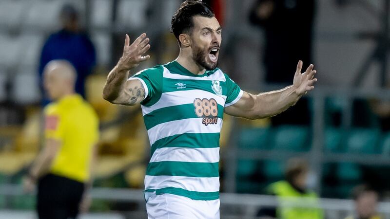Richie Towell celebrates scoring Shamrock Rovers’ equaliser against Bohemians on October 18th. Photograph: Morgan Treacy/Inpho