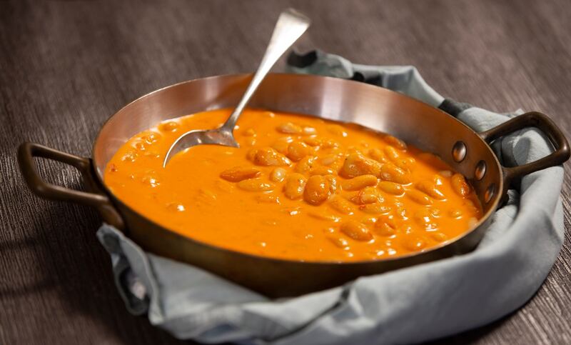 Butterbeans in a roasted pepper and chèvre sauce. Photograph:  Patrick Browne