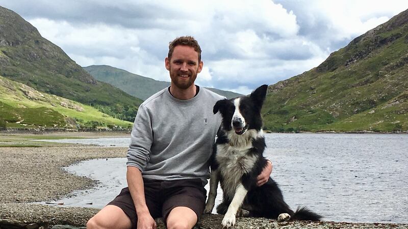 Conor Wilson with his dog Sailor. He made Dublin his home when he went to college there. Photograph: Brian Cregan
