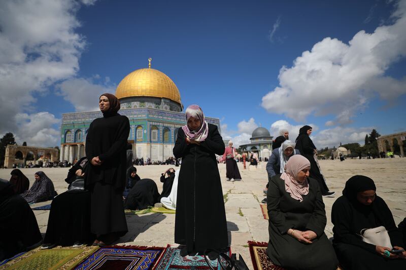 Muslim women attend the first Friday prayer of the holy month of Ramadan at Al-Aqsa Mosque in the Old City of Jerusalem. Photograph: Jamal Awad/Shutterstock/EPA-EFE
