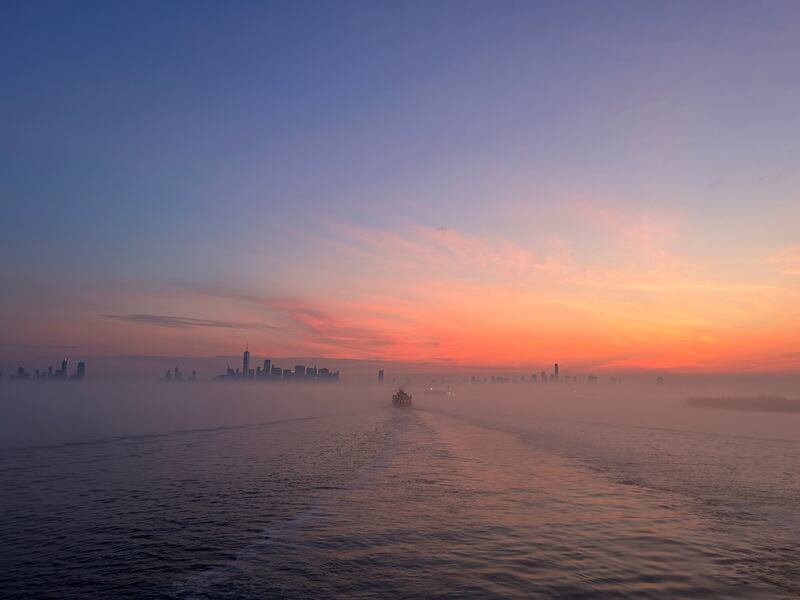 Sailing into Manhattan at dawn. Photograph: Gemma Tipton