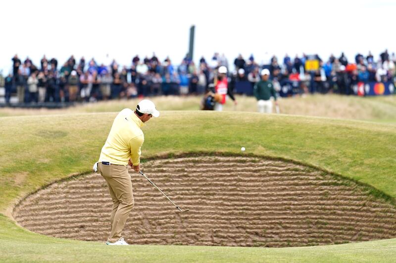 Rory McIlroy in action on the 13th hole at St Andrews during the first round of The Open. Photograph: David Davies/PA Wire