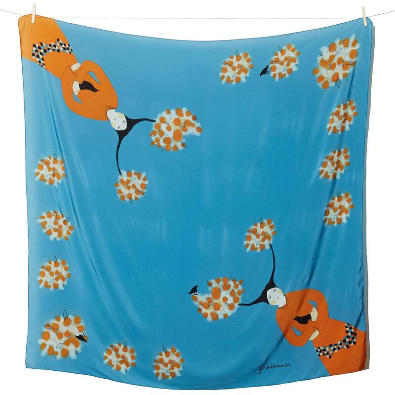 Blue silk scarf €179 by Jokamin at Atrium, Powerscourt Townhouse Centre.