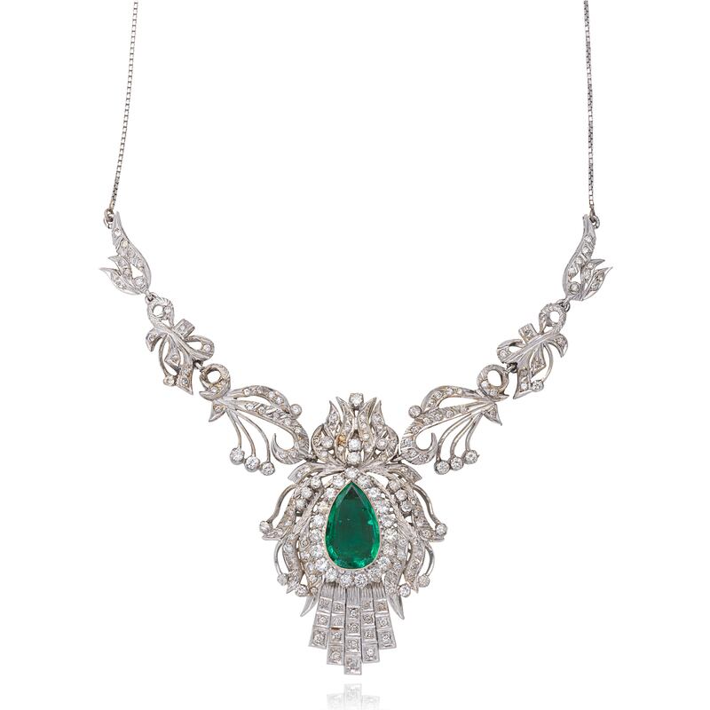 Emerald and diamond necklace, Bonham's