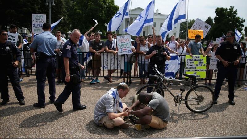 Americans at a pro-Israeli rally outside the White House in August.  Photograph: Chip Somodevilla/Getty Images