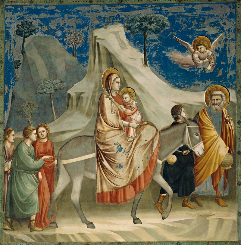 The Flight into Egypt by Giotto (1267-1337), detail from the cycle of frescoes Life and Passion of Christ, 1303-1305, in, Scrovegni Chapel, Padua, Veneto, Italy. Photograph: DeAgostini/Getty