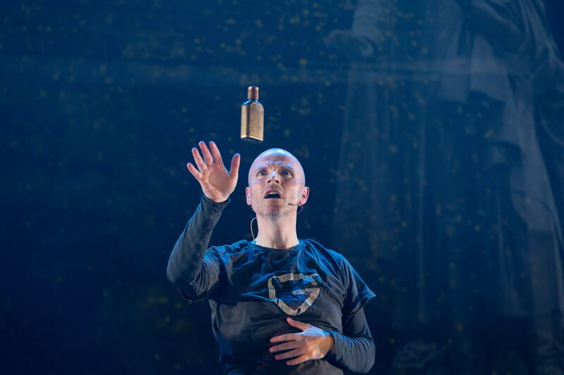 Tadhg Hickey performing at the premiere of his new one-man show Gatman! Photograph: Darragh Kane