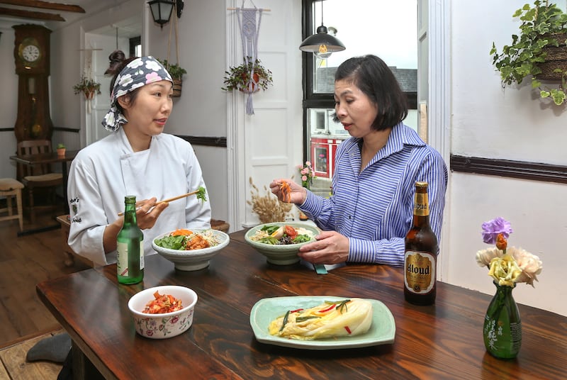 Yoshimi Hayakawa of Wa Sushi in Galway (right), with her friend Olive Yeoun Jung Nho, chef and owner of Olive's Seoul Food in Claremorris, Co Mayo. Photograph: Joe O'Shaughnessy