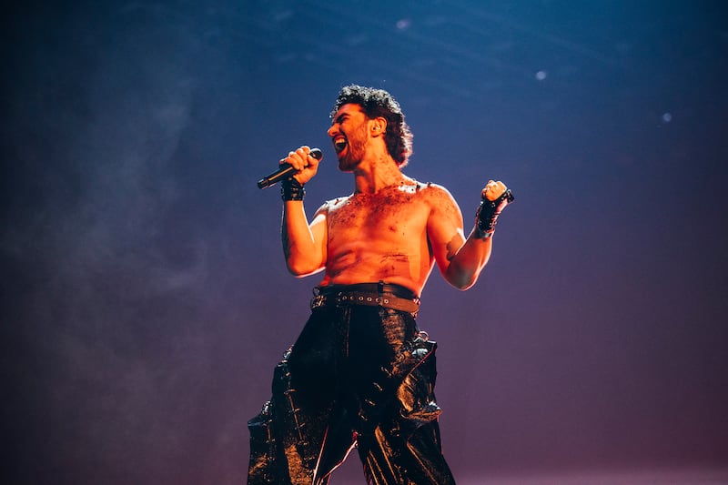 Parg performing Survivor for Armenia in Basle. Photograph: Sarah Louise Bennett/EBU