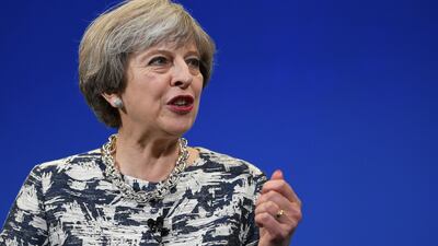 Theresa May speaking in Norwich while on the election campaign trail.