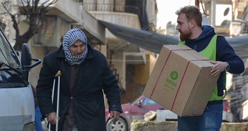 “I lost three sons to this war, and now I must support their three little children. We must rely on handouts for the time being.” Nezar, (70) from Syria. Photograph: Islam Mardini/Oxfam
