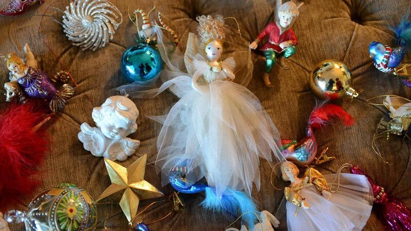 A selection of the family’s Christmas decorations. Photograph: Eric Luke