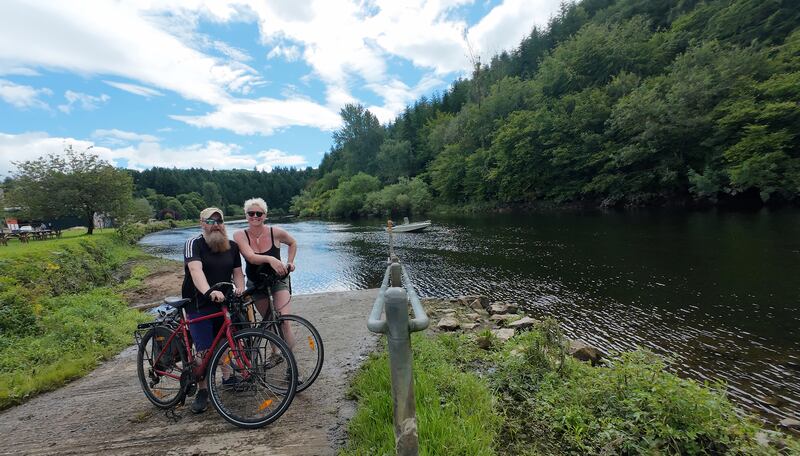 Nore and Barrow Loop: Mark Graham and Ellie O'Byrne at St Mullins, the perfect place for a rest stop on this cycle