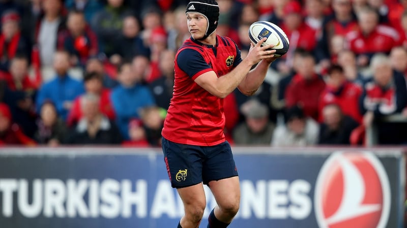 Often at second receiver against Toulouse, Tyler Bleyendaal had more space to control the game’s tempo. Photograph: Dan Sheridan/Inpho