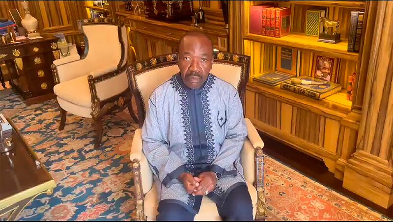 Gabon president Ali Bongo in his residence in Libreville on Wednesday. The coup came just hours after Gabon’s electoral commission had declared that Bongo won a third term with 64.27 per cent of the vote. Photograph: AP