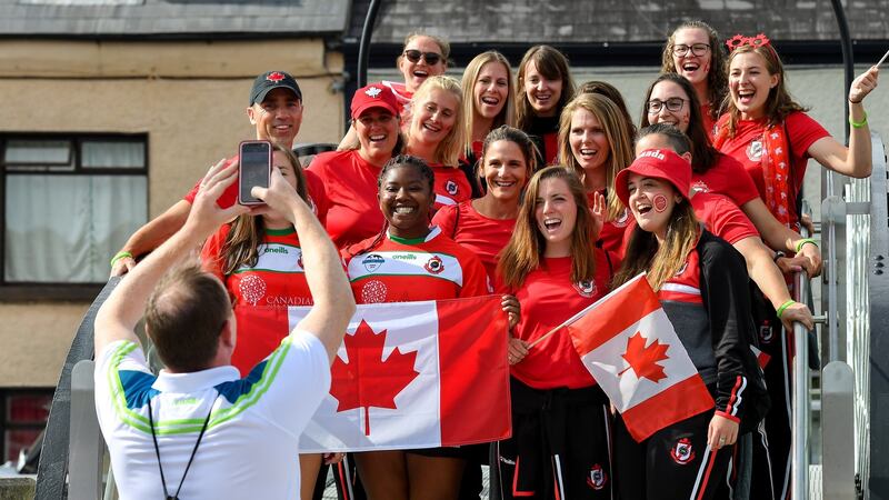 The team from Canada at the opening ceremony. Photograph: Piaras Ó Mídheach/Sportsfile
