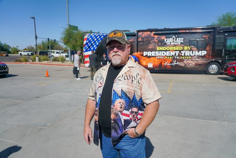 Dean 'The Marine' is working for the Kari Lake campaign for United States Senate and believes border security is the number one issue. Photograph: Enda O'Dowd