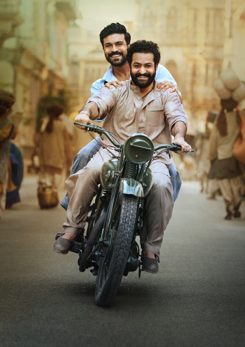 NT Rama Rao jnr and Ram Charan in RRR.