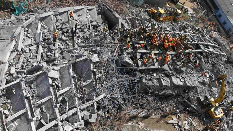 Two building collapses in New Delhi and Tamil Nadu states killed at least 11 people and left dozens trapped, highlighting the need for increased monitoring of construction across India where such incidents are common. Photograph: Babu/Reuters
