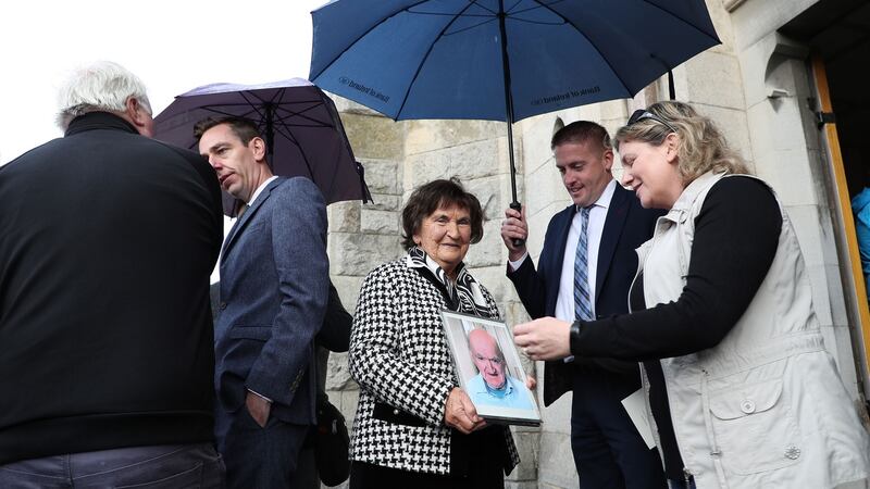 RTÉ’s Ryan Tubridy with Margaret Browne, founder of Friends of the Forgotten Irish, and Cllr Cormac Devlin after the ceremony. Photograph Nick Bradshaw/ The Irish Times