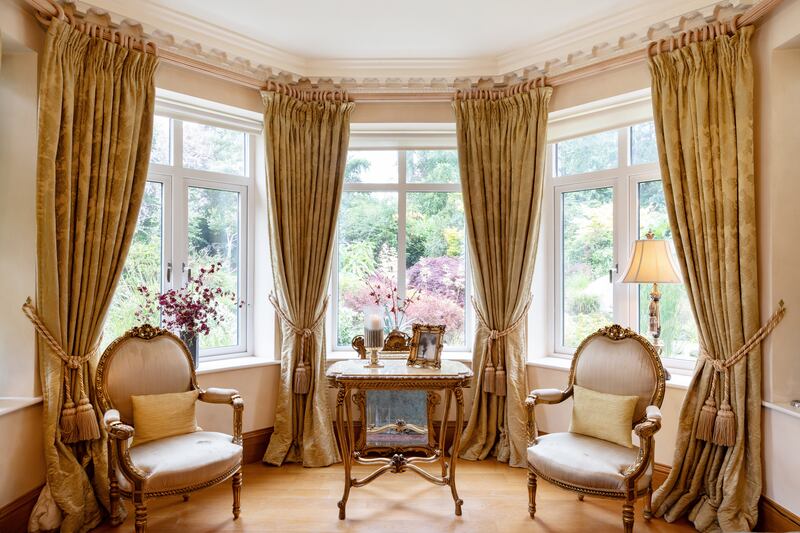 Bay window in drawingroom overlooking garden