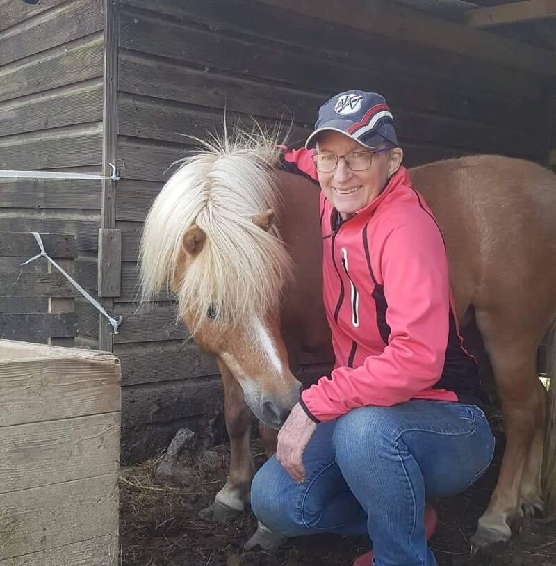 Carole York with one of the ponies from the sanctuary