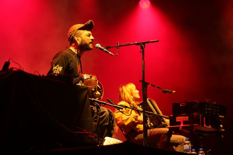 Electric Picnic 2024: Ian Lynch and Radie Peat with Lankum on the Electric Arena stage on Saturday night. Photograph: Alan Betson