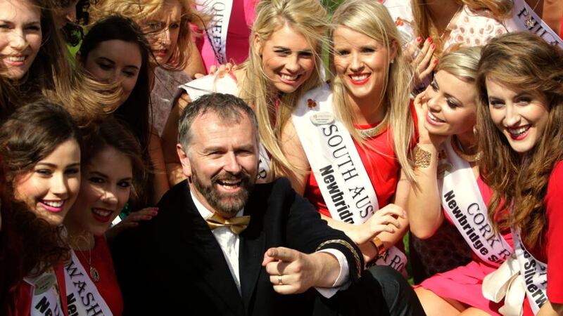 Host Daithi O Se with some of the 32 Irish and International Roses taking part in the 2014 International Rose Selection at the launch of this years Rose of Tralee Festival last week. Photograph: Brian Lawless/PA Wire
