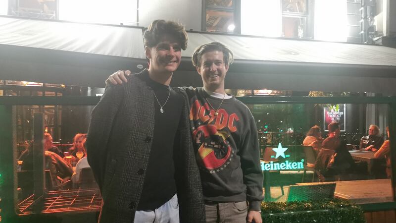 Conor Carmody (left) and Conor Kavanagh in Galway city on Sunday night. Photograph: Mike Finnerty