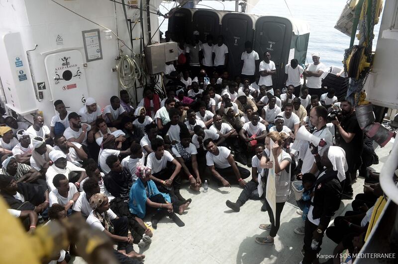 Rescued migrants aboard the Aquarius. Photograph: Getty Images