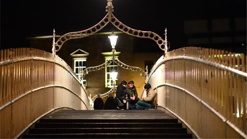 A Simon Community soup run in Dublin. Photograph: Dara Mac Dónaill